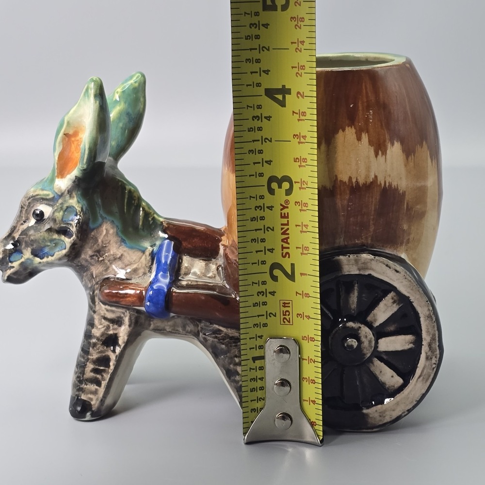Vintage Occupied Japan Donkey Cart Planter Ceramic Burro Wagon Planter Figurine - Picture 11 of 11